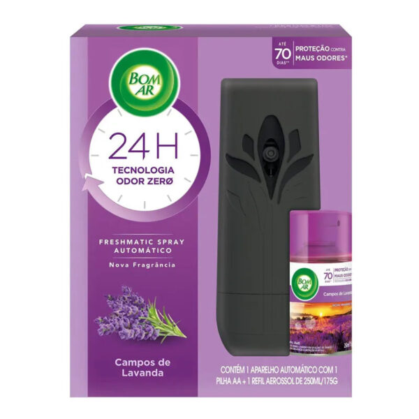 Aparelho Odorizador Bom Ar Air Wick Freshmatic com Refil Lavanda 250mL