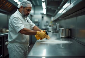 Limpeza em cozinha de restaurante