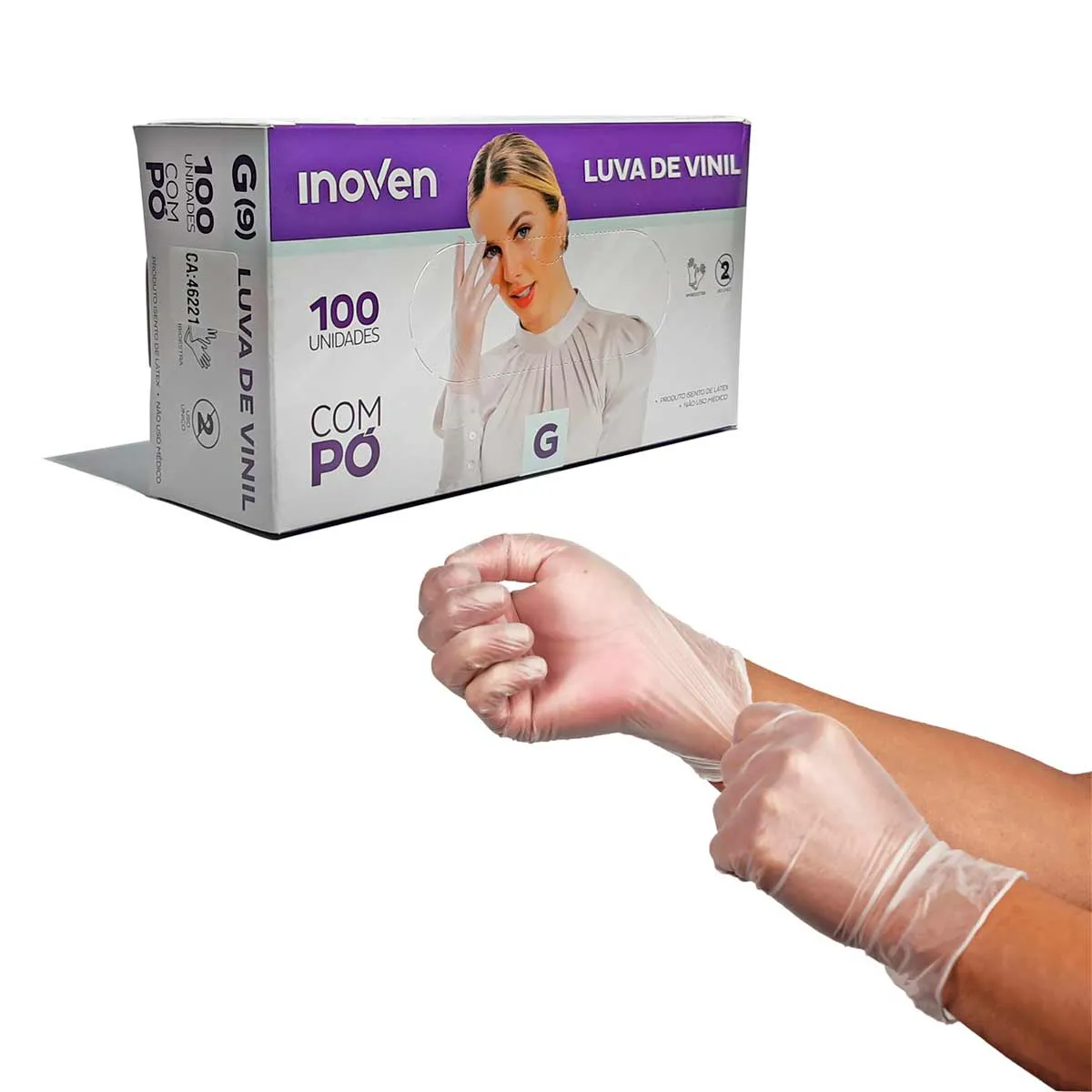 Luva Vinil G com Pó C/100 Inoven
